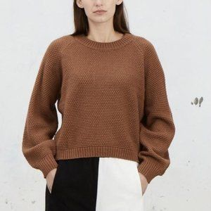 Ali Golden Rice Stitch Pullover Sweater in Copper